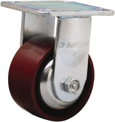 Hamilton - 4" Diam x 2" Wide x 5-5/8" OAH Top Plate Mount Rigid Caster - Cast Iron, 900 Lb Capacity, Sealed Precision Ball Bearing, 4 x 4-1/2" Plate - Exact Tool & Supply
