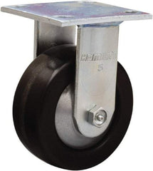 Hamilton - 5" Diam x 2" Wide x 6-1/2" OAH Top Plate Mount Rigid Caster - Phenolic, 1,000 Lb Capacity, Straight Roller Bearing, 4 x 4-1/2" Plate - Exact Tool & Supply