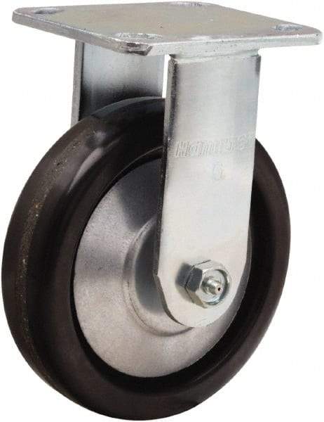 Hamilton - 6" Diam x 1-1/2" Wide x 7-1/2" OAH Top Plate Mount Rigid Caster - Phenolic, 800 Lb Capacity, Straight Roller Bearing, 4 x 4-1/2" Plate - Exact Tool & Supply