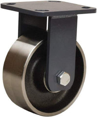 Hamilton - 5" Diam x 2" Wide x 6-1/2" OAH Top Plate Mount Rigid Caster - Forged Steel, 2,000 Lb Capacity, Sealed Precision Ball Bearing, 4 x 4-1/2" Plate - Exact Tool & Supply
