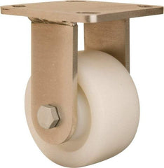 Hamilton - 4" Diam x 2" Wide x 5-5/8" OAH Top Plate Mount Rigid Caster - Nylon, 800 Lb Capacity, Stainless Steel Double Shielded Precision Ball Bearing, 4 x 4-1/2" Plate - Exact Tool & Supply