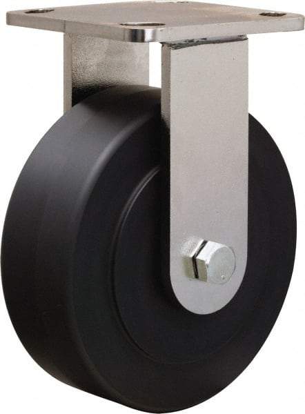 Hamilton - 6" Diam x 2" Wide x 7-1/2" OAH Top Plate Mount Rigid Caster - Nylon, 1,600 Lb Capacity, Stainless Steel Double Shielded Precision Ball Bearing, 4 x 4-1/2" Plate - Exact Tool & Supply