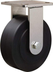 Hamilton - 6" Diam x 2" Wide x 7-1/2" OAH Top Plate Mount Rigid Caster - Nylon, 1,600 Lb Capacity, Stainless Steel Double Shielded Precision Ball Bearing, 4 x 4-1/2" Plate - Exact Tool & Supply