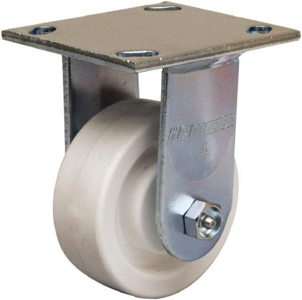 Hamilton - 4" Diam x 1-1/2" Wide x 5-5/8" OAH Top Plate Mount Rigid Caster - Polyolefin, 400 Lb Capacity, Delrin Bearing, 4 x 4-1/2" Plate - Exact Tool & Supply