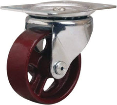 Hamilton - 4" Diam x 1-1/2" Wide x 5" OAH Top Plate Mount Swivel Caster - Cast Iron, 375 Lb Capacity, Plain Bore Bearing, 4 x 5-1/8" Plate - Exact Tool & Supply