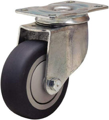 Hamilton - 3-1/2" Diam x 1-3/8" Wide x 4-13/16" OAH Top Plate Mount Swivel Caster - Rubber Mold on Polyolefin, 240 Lb Capacity, Precision Ball Bearing, 2-1/2 x 3-3/4" Plate - Exact Tool & Supply