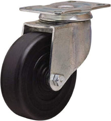 Hamilton - 4" Diam x 1-1/4" Wide x 5" OAH Top Plate Mount Swivel Caster - Hard Rubber, 250 Lb Capacity, Self-Lubricating Bearing, 2-1/2 x 3-3/4" Plate - Exact Tool & Supply