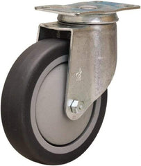 Hamilton - 5" Diam x 1-3/8" Wide x 6-1/16" OAH Top Plate Mount Swivel Caster - Rubber Mold on Polyolefin, 275 Lb Capacity, Precision Ball Bearing, 2-1/2 x 3-3/4" Plate - Exact Tool & Supply