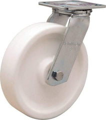Hamilton - 8" Diam x 2" Wide x 9-1/2" OAH Top Plate Mount Swivel Caster - Polyolefin, 900 Lb Capacity, Delrin Bearing, 4 x 4-1/2" Plate - Exact Tool & Supply