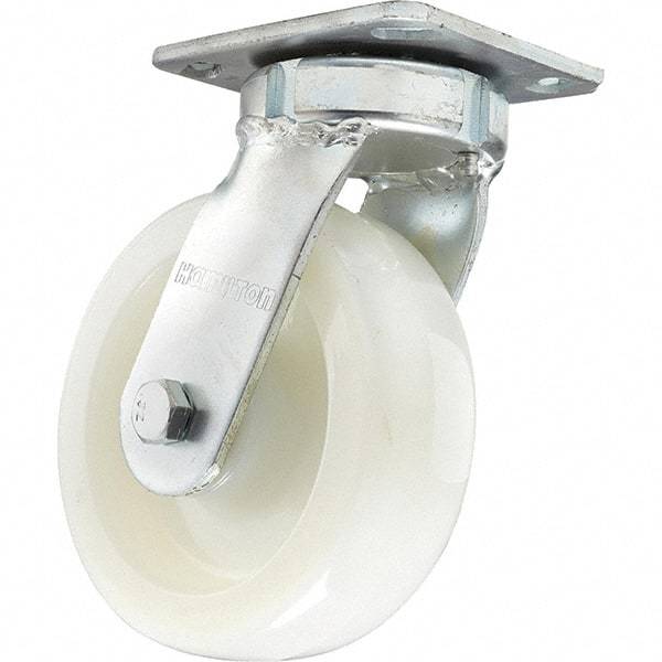 Hamilton - 6" Diam x 2" Wide x 7-1/2" OAH Top Plate Mount Swivel Caster - Nylon, 1,000 Lb Capacity, Sealed Precision Ball Bearing, 4 x 4-1/2" Plate - Exact Tool & Supply