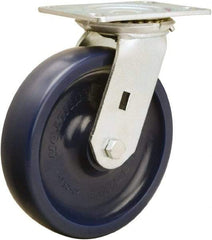 Hamilton - 8" Diam x 2" Wide x 9-1/2" OAH Top Plate Mount Swivel Caster - Polyurethane, 1,500 Lb Capacity, Sealed Precision Ball Bearing, 4-1/2 x 6-1/4" Plate - Exact Tool & Supply