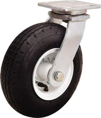 Hamilton - 8" Diam, Rubber Swivel Caster - 330 Lb Capacity, Top Plate Mount, 4" x 5" Plate, Precision Ball Bearing - Exact Tool & Supply