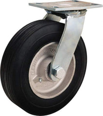 Hamilton - 10" Diam x 2-3/4" Wide, Rubber Swivel Caster - 700 Lb Capacity, Top Plate Mount, 4-1/2" x 6-1/4" Plate, Straight Roller Bearing - Exact Tool & Supply