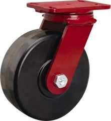 Hamilton - 8" Diam x 3" Wide x 10-1/8" OAH Top Plate Mount Swivel Caster - Phenolic, 2,200 Lb Capacity, Tapered Roller Bearing, 4-1/2 x 6-1/2" Plate - Exact Tool & Supply