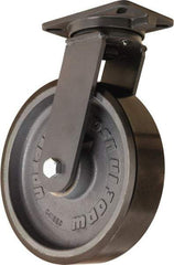 Hamilton - 12" Diam x 3" Wide x 15-1/2" OAH Top Plate Mount Swivel Caster - Polyurethane Mold onto Cast Iron Center, 4,000 Lb Capacity, Sealed Precision Ball Bearing, 5-1/4 x 7-1/4" Plate - Exact Tool & Supply