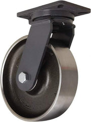 Hamilton - 10" Diam x 3" Wide x 12-1/2" OAH Top Plate Mount Swivel Caster - Forged Steel, 3,500 Lb Capacity, Tapered Roller Bearing, 5-1/4 x 7-1/4" Plate - Exact Tool & Supply