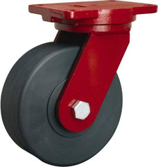 Hamilton - 8" Diam x 3" Wide x 10-1/2" OAH Top Plate Mount Swivel Caster - Nylon, 5,000 Lb Capacity, Sealed Precision Ball Bearing, 6-1/8 x 7-1/2" Plate - Exact Tool & Supply