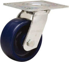 Hamilton - 5" Diam x 2" Wide x 6-1/2" OAH Top Plate Mount Swivel Caster - Polyurethane, 900 Lb Capacity, Sealed Precision Ball Bearing, 4-1/2 x 6-1/4" Plate - Exact Tool & Supply