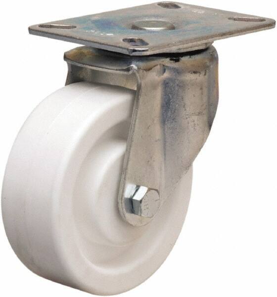 Hamilton - 4" Diam x 1-1/2" Wide x 5-1/16" OAH Top Plate Mount Swivel Caster - Polyolefin, 400 Lb Capacity, Plain Bore Bearing, 3-1/8 x 4-1/8" Plate - Exact Tool & Supply