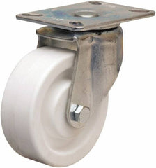 Hamilton - 4" Diam x 1-1/2" Wide x 5-1/16" OAH Top Plate Mount Swivel Caster - Polyolefin, 400 Lb Capacity, Plain Bore Bearing, 3-1/8 x 4-1/8" Plate - Exact Tool & Supply