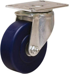 Hamilton - 4" Diam x 1-1/4" Wide x 5-1/16" OAH Top Plate Mount Swivel Caster - Polyurethane, 400 Lb Capacity, Straight Roller Bearing, 3-1/8 x 4-1/8" Plate - Exact Tool & Supply