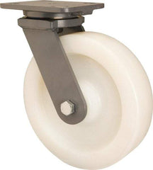Hamilton - 5" Diam x 2" Wide x 6-3/4" OAH Top Plate Mount Swivel Caster - Nylon, Sealed Precision Ball Bearing, 4-1/2 x 6-1/2" Plate - Exact Tool & Supply