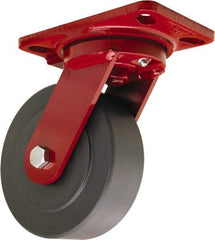 Hamilton - 6" Diam x 2" Wide x 7-3/4" OAH Top Plate Mount Swivel Caster - Nylon, 2,000 Lb Capacity, Sealed Precision Ball Bearing, 4-1/2 x 6-1/2" Plate - Exact Tool & Supply