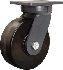 Hamilton - 8" Diam x 3" Wide x 10-1/2" OAH Top Plate Mount Swivel Caster - Phenolic, 3,000 Lb Capacity, Straight Roller Bearing, 5-1/4 x 7-1/4" Plate - Exact Tool & Supply