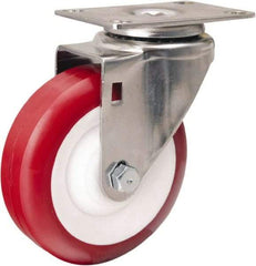 Hamilton - 4" Diam x 1-3/8" Wide x 5-1/8" OAH Top Plate Mount Swivel Caster - Polyurethane Mold on Polypropylene, 325 Lb Capacity, Delrin Bearing, 2-3/8 x 3-5/8" Plate - Exact Tool & Supply