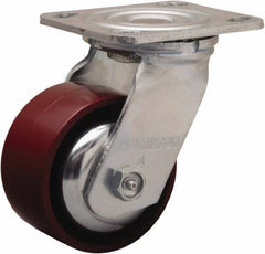 Hamilton - 4" Diam x 2" Wide x 5-5/8" OAH Top Plate Mount Swivel Caster - Cast Iron, 900 Lb Capacity, Sealed Precision Ball Bearing, 4 x 4-1/2" Plate - Exact Tool & Supply