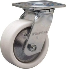 Hamilton - 5" Diam x 2" Wide x 6-1/2" OAH Top Plate Mount Swivel Caster - Polyolefin, 650 Lb Capacity, Delrin Bearing, 4 x 4-1/2" Plate - Exact Tool & Supply