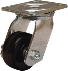 Hamilton - 3-1/4" Diam x 1-1/2" Wide x 5-1/4" OAH Top Plate Mount Swivel Caster - Phenolic, 550 Lb Capacity, Straight Roller Bearing, 4 x 4-1/2" Plate - Exact Tool & Supply