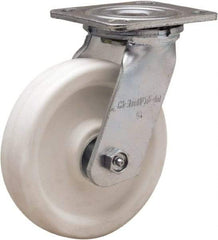 Hamilton - 6" Diam x 1-1/2" Wide x 7-1/2" OAH Top Plate Mount Swivel Caster - Polyolefin, 550 Lb Capacity, Delrin Bearing, 4 x 4-1/2" Plate - Exact Tool & Supply