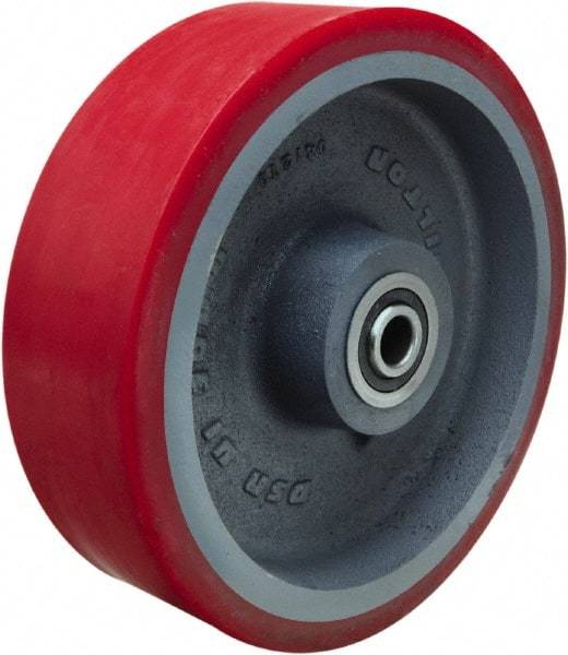 Hamilton - 10 Inch Diameter x 3 Inch Wide, Polyurethane on Cast Iron Caster Wheel - 3,600 Lb. Capacity, 3-1/4 Inch Hub Length, 3/4 Inch Axle Diameter, Precision Ball Bearing - Exact Tool & Supply