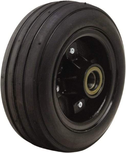 Hamilton - 10 Inch Diameter x 4 Inch Wide, Rubber Caster Wheel - 1,000 Lb. Capacity, 4-1/4 Inch Hub Length, 1 Inch Axle Diameter, Tapered Roller Bearing - Exact Tool & Supply