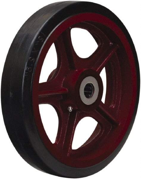 Hamilton - 12 Inch Diameter x 3 Inch Wide, Rubber on Cast Iron Caster Wheel - 1,140 Lb. Capacity, 3-1/4 Inch Hub Length, 1 Inch Axle Diameter, Tapered Roller Bearing - Exact Tool & Supply