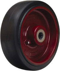 Hamilton - 12 Inch Diameter x 4 Inch Wide, Rubber on Cast Iron Caster Wheel - 1,600 Lb. Capacity, 4-1/4 Inch Hub Length, 1 Inch Axle Diameter, Straight Roller Bearing - Exact Tool & Supply
