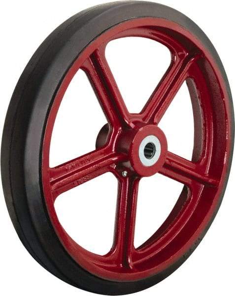 Hamilton - 18 Inch Diameter x 3 Inch Wide, Rubber on Cast Iron Caster Wheel - 1,550 Lb. Capacity, 3-1/4 Inch Hub Length, 1-1/4 Inch Axle Diameter, Straight Roller Bearing - Exact Tool & Supply