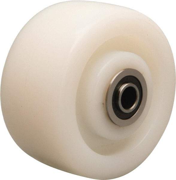 Hamilton - 4 Inch Diameter x 2 Inch Wide, Nylon Caster Wheel - 800 Lb. Capacity, 2-3/16 Inch Hub Length, 1/2 Inch Axle Diameter, Stainless Steel Precision Ball Bearing - Exact Tool & Supply