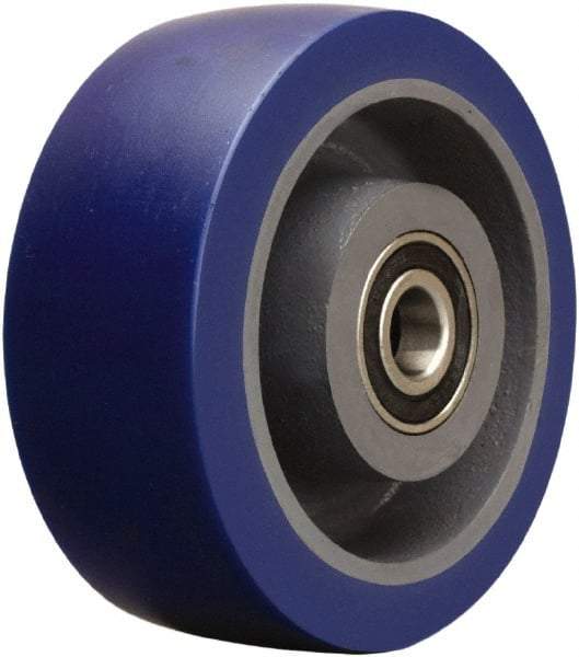 Hamilton - 5 Inch Diameter x 2 Inch Wide, Polyurethane on Cast Iron Caster Wheel - 840 Lb. Capacity, 2-1/2 Inch Hub Length, 1/2 Inch Axle Diameter, Sealed Precision Ball Bearing - Exact Tool & Supply