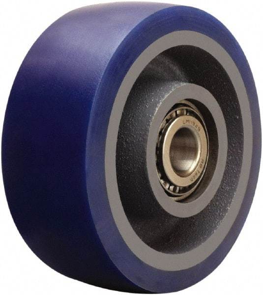 Hamilton - 5 Inch Diameter x 2 Inch Wide, Polyurethane on Cast Iron Caster Wheel - 840 Lb. Capacity, 2-1/4 Inch Hub Length, 3/4 Inch Axle Diameter, Tapered Roller Bearing - Exact Tool & Supply