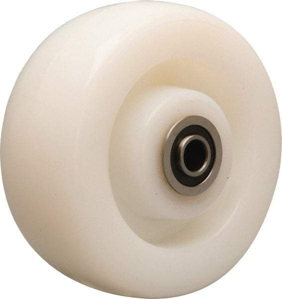 Hamilton - 5 Inch Diameter x 2 Inch Wide, Nylon Caster Wheel - 900 Lb. Capacity, 2-3/16 Inch Hub Length, 1/2 Inch Axle Diameter, Stainless Steel Precision Ball Bearing - Exact Tool & Supply