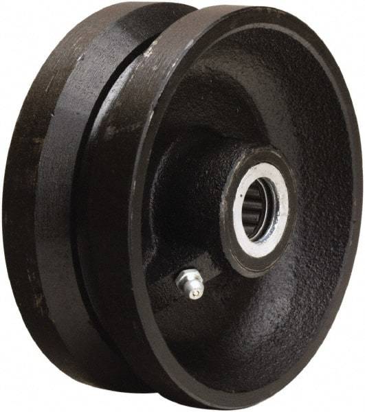Hamilton - 5 Inch Diameter x 2 Inch Wide, Cast Iron Caster Wheel - 800 Lb. Capacity, 2-3/16 Inch Hub Length, 1/2 Inch Axle Diameter, Straight Roller Bearing - Exact Tool & Supply