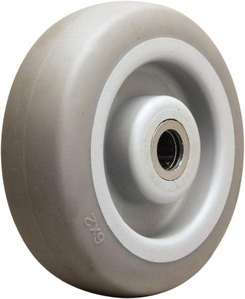Hamilton - 6 Inch Diameter x 2 Inch Wide, Rubber on Thermoplastic Caster Wheel - 410 Lb. Capacity, 2-3/16 Inch Hub Length, 5/8 Inch Axle Diameter, Straight Roller Bearing - Exact Tool & Supply
