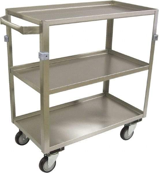 Jamco - 600 Lb Capacity, 48" Wide x 22" Long x 34" High Shelf Cart - 3 Shelf, Stainless Steel, 4 Swivel Casters - Exact Tool & Supply