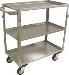 Jamco - 600 Lb Capacity, 48" Wide x 22" Long x 34" High Shelf Cart - 3 Shelf, Stainless Steel, 4 Swivel Casters - Exact Tool & Supply