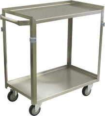 Jamco - 600 Lb Capacity, 30" Wide x 16" Long x 34" High Shelf Cart - 2 Shelf, Stainless Steel, 4 Swivel Casters - Exact Tool & Supply