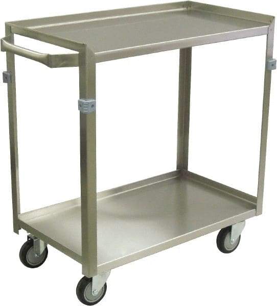 Jamco - 600 Lb Capacity, 30" Wide x 16" Long x 34" High Shelf Cart - 2 Shelf, Stainless Steel, 4 Swivel Casters - Exact Tool & Supply