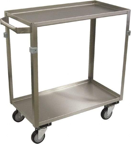 Jamco - 600 Lb Capacity, 24" Wide x 16" Long x 34" High Shelf Cart - 2 Shelf, Stainless Steel, 4 Swivel Casters - Exact Tool & Supply