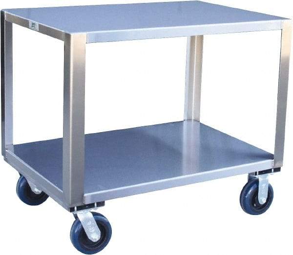 Jamco - 1,800 Lb Capacity, 60" Wide x 30" Long x 31" High Transport Cart - 2 Shelf, Stainless Steel, 2 Rigid/2 Swivel Casters - Exact Tool & Supply